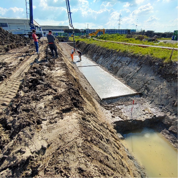 Costruzione e manutenzione di strade a Parma e provincia, costruzione rotonda stradale ingresso azienda Greci Spa a Parma 